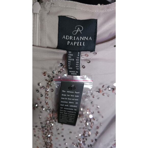 Adrianna Papell Women's Marble Flutter Sleeve Beaded Short Sheath Dress Size 8 - Picture 8 of 9